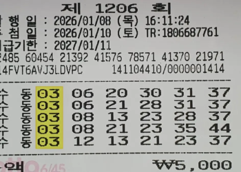 로또 1206회 구입 용지